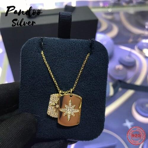 Fashion Charm Sterling Silver Copy 1:1 Replica, Adjustable Necklace With Two Paved Stars Pendants Luxury Jewelry Gift