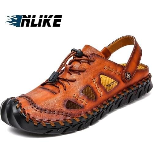 Men Sandals Big Size Genuine Leather Men Soft Sandals Comfortable Men Summer Shoes Leather Sandals