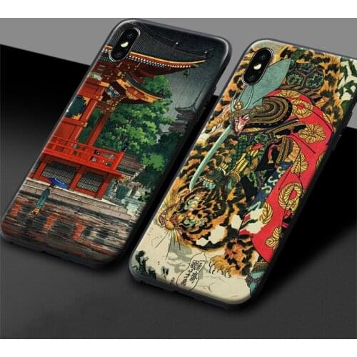 Ukiyo-e Japanese vintage style Art painting For iPhone 6 6s 7 8 Plus X XR XS 11 Pro Max soft silicone Phone case cover shell