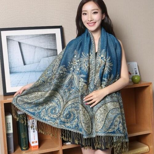190*70CM Novelty Cotton Women Travel Shawl Scarf Flower Printing Pashmina Bufanda Long Tassel Holidays Scarves Wraps Stole
