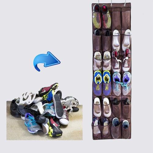 New Design 24 Pocket Over the Door Shoe Organizer Shoe Storage Bags Rack Hanging Storage Space Saver Hanger Storage Bag Durable