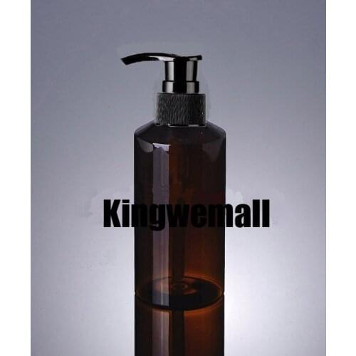 Wholesale 300pcs/lot Capacity 150ml Empty PET Lotion Brown Bottle with Black Pump For Cosmetic Packaging XCI08