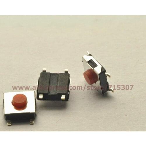 PHISCALE 20pcs 6*6*3.1/6x6x3.1MM touch button switch red color waterproof copper head smd 4pin