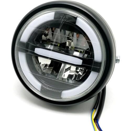 Custom LED Motorcycle DRL 7" Round Headlight High Low Beam Head Lamp Running Light For Harley Cruiser Chopper Cafe Racer