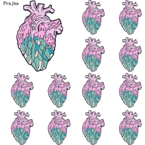 Prajna 10 PCS Heart Embroiderd Patches For Clothing Thermoadhesive Patches Hippie Heart Patch Iron On Paches On Clothes Stickers