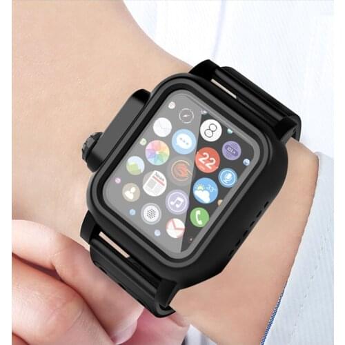 For Apple Watch Series 4 3 2 Strap Soft Silicone Band with Waterproof Cover For Apple Watch 5 40/44mm/42mm Shockproof Watch Case