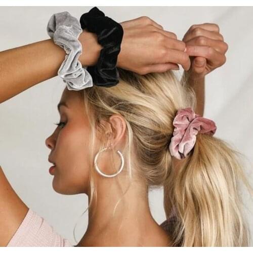 Korea Velvet Hair Scrunchie Solid Color Elastic Oversized Hairbands Women Pearl Hair Rope Ponytail Holder Soft Hair Accessories
