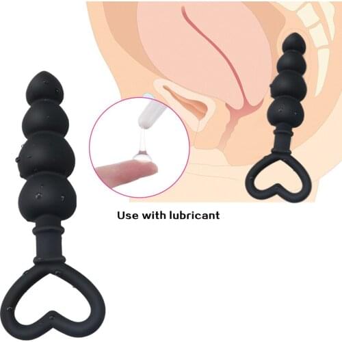 Silicone Long Anal Plug Butt Plug Heart Shape Anal Beads Sex Toys For Women Gay Man Couple Masturbator No Vibrator Sex Shop