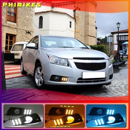 2PCS LED for chevrolet cruze 2009 2010 2011 2012 2013 2014 DRL Daytime Running Light Daylight with turn signal lamp