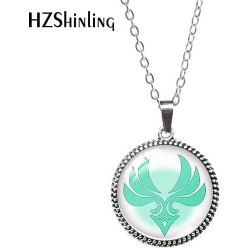 Genshin impact element version Antique Round Necklace Glass Cabochon Pendants Fashion Jewelry