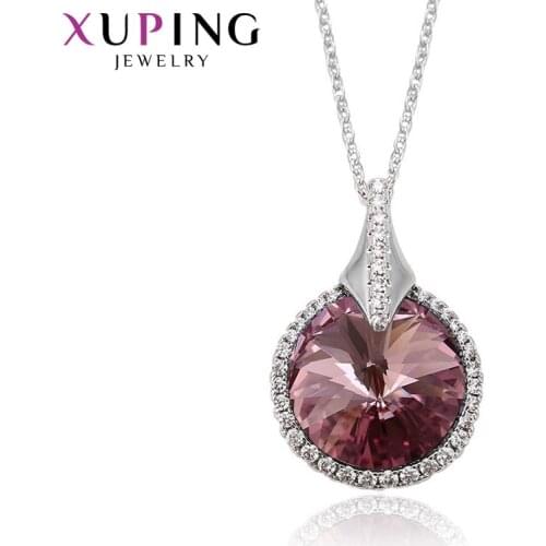Xuping Jewelry Stylish Elegant Charms Styles Shinning Crystals Necklace for Family Gift 43591