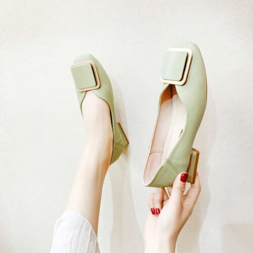 Hot Women Shoes Round Toe Low Heel Comfortable Woman Pumps 3cm Square Heel Girls Fashion Shoes