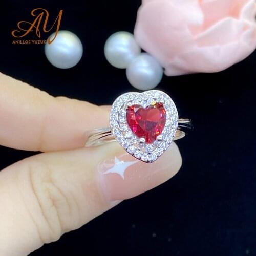 Anillos Yuzuk 925 Sterling Silver Red Heart Gemstones Y Ring For Women Square Cut Rings Zircon Engagement Gemstone Fine Jewelry