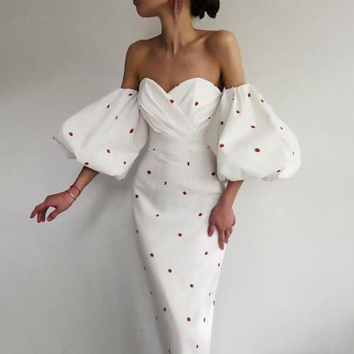 Celebrity strapless dress white poka dot print designer backless women evening formal night club party skinny long sexy dresses