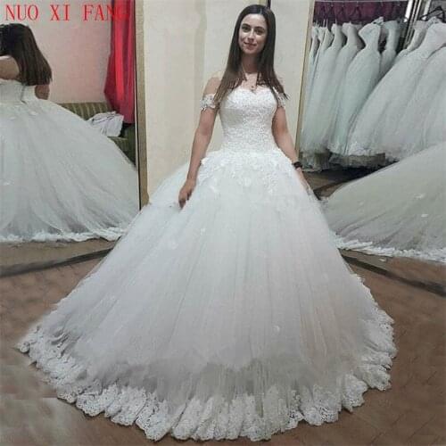 White Lace Applique Wedding Dress Ball Gown Elegant Off The Shoulder Bride Dresses Gowns Robe De Mariee 2020 vestido de noiva