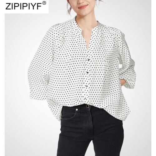 ZIPIPIYF Polka Dot Blouses