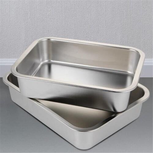 0.8mm 304 stainless steel plate tray rectangular square plate baking pot dish deep Japanese barbecue bbq cafeteria Storage trays