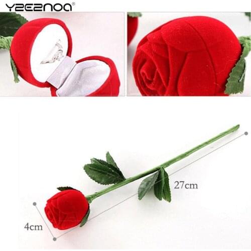 1 Pc 3D Red Rose Jewelry Box Wedding Ring Gift Case Earrings Storage Display Holder Gift Boxes For Earring Rings Portable