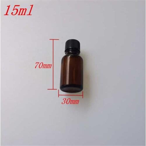 10 pcs 30x70 mm Brown Glass Essential Oil Bottles With Black Plastic Common Screw Cap DIY 15 ml Empty Sealed Containers