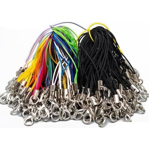 100pcs Color Lanyard Lariat Strap Cords Lobster Clasp Rope Keychains Hooks Mobile Set Charms Keyring Bag Accessories Key Ring