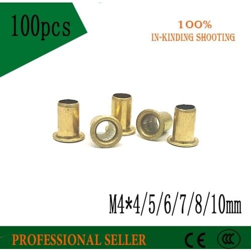 100pcs M4*4/5/6/7/8/10 mm Hollow Copper rivet Bronze rivets Cross hole Brass rivets Single tube DIY accessories