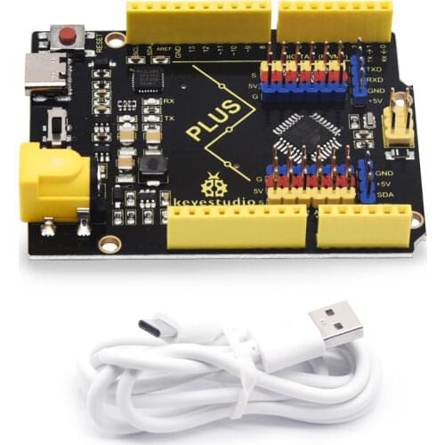 2020 New! Keyestudio PLUS Development Board with Type C interface +USB cable compatible with Arduino Uno R3