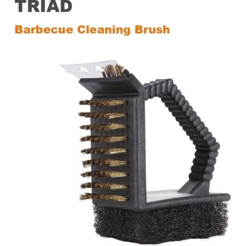 3 In 1 Multi-functional Barbecue Cleaning Brushes Triad BBQ Kitchen Cooking Cleaner Tools BBQ Cleaning Tools Accessories
