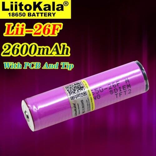 Liitokala 18650 Battery Protected New Original ICR18650-26FM 2600mAh Li-ion 3.7v Battery With PCB For Flashlight batteries