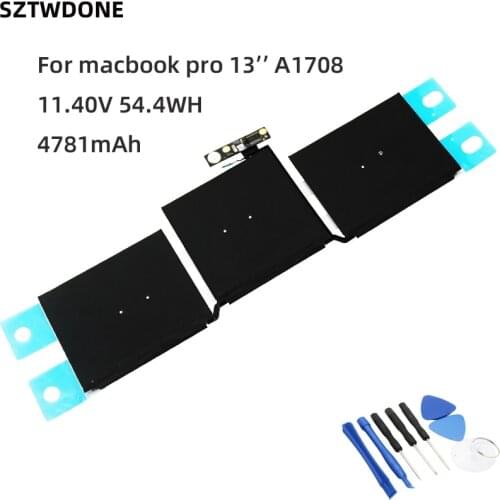 SZTWDONE A1713 New Laptop battery For APPLE MacBook Pro 13 " Inch A1708(2016-2017 )MLL42CH/A MLUQ2CH/A 11.40V 54.5WH 4781mAh