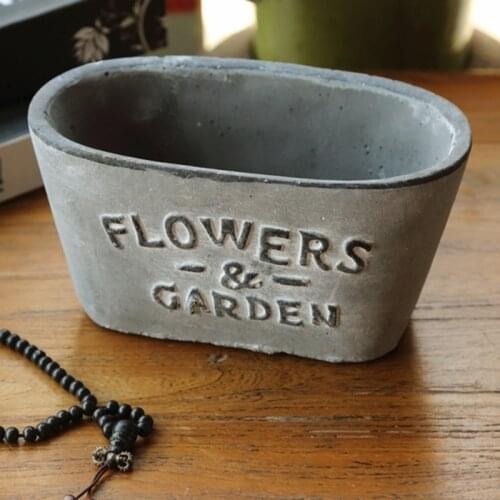 Cement flowerpot silicone mold garden English letters concrete potted flower implement household mold