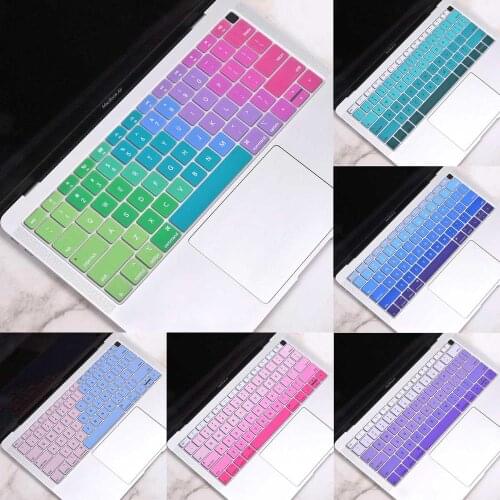 For MacBook Air 13 inch 2018 2019 Release A1932 Touch ID Keyboard Cover Gradient Color US English Letter Keyboard Skin Protector