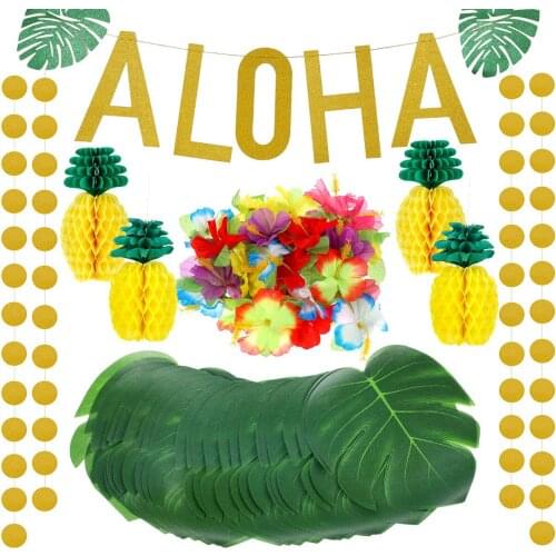 Artificial Flower Hawaiian Tropical Party Decoration Hibiscus Turtle Leaf Letter Home Garden Wedding DIY Decor Imitation Plants