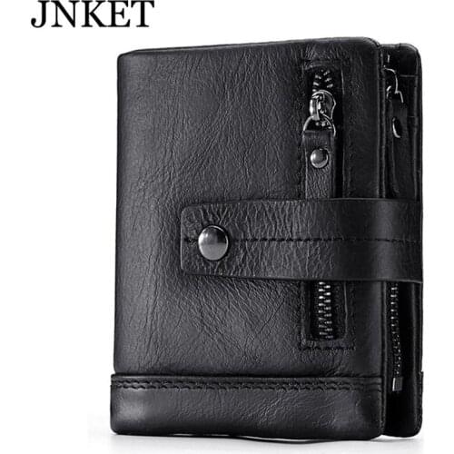 JNKET Genuine Cow Leather Men Womens Clutch Wallet Crazy-horse Leather Handbag Zippers Coins Purse Card Holder Retro Notecase