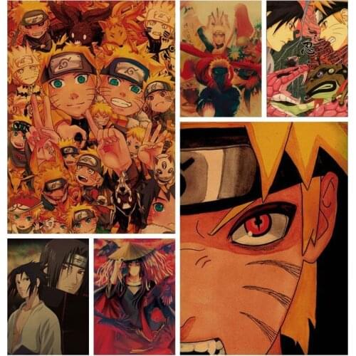 Classic Cartoon Anime Poster Vintage Kraft Paper Wallpaper Stickers Anime Wall Collage Bedroom Decoration Paintings Home Decor