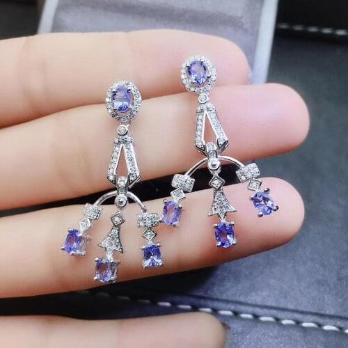 The best gift for engagement Tanzanite Earring Natural And Real 925 sterling silver Tanzanite Earring