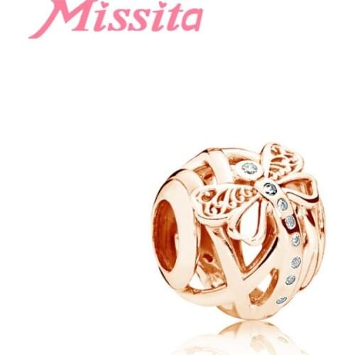 MISSITA New Dragonfly Charm fit Brand Charms Bracelet DIY Jewelry Women Silver Color Jewelry Rose Gold Accessories