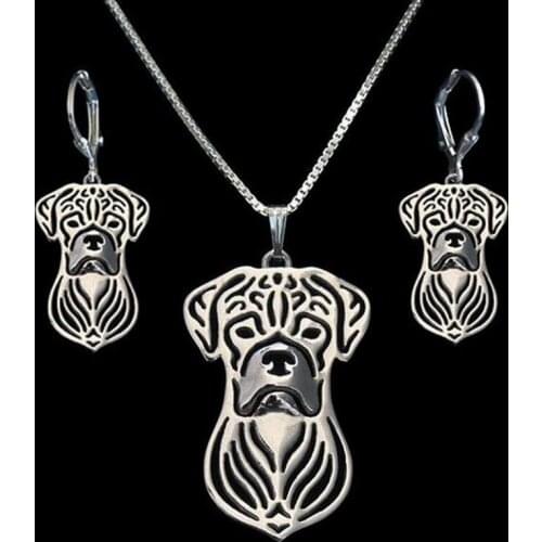 2018 Fashion Silver Ladies Pet Dog Jewelry Set Lovers' Metal Alloy Boxer Jewelry Set Drop Shipping