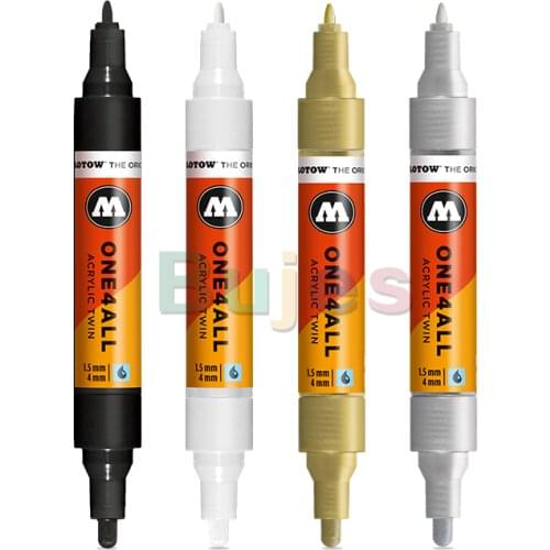 Molotow ONE4ALL Acrylic Twin Pump Marker, Double-ended Marker Features A 1. 5mm Nib and 4mm Nib, Art Supplies