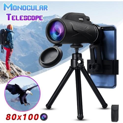 80x100 Magnification Portable Monocular Telescope Binoculars Zoom Great Handheld Telescope Military HD Powerful Hunting