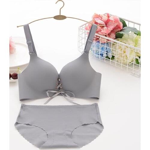 Mozhini high quality adjustable seamless bra set padded push up bra underwear women panty briefs sexy intimates lingerie bra set