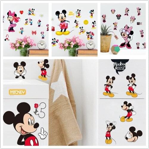 Cartoon Cute Mickey Minnie Mouse Balloon Wall Stickers Decals Or Kids Room Baby Bedroom Wall Art Park Poster Nursery Amusement