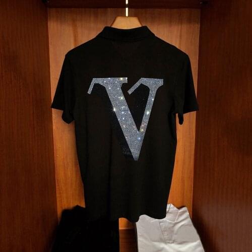 Youth Hot Diamond Style Personality Sweatshirt Hip Hop Outdoor Fitness Soft Fabric Breathable Polo Mens T-Shirt