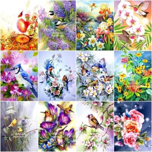 GATYZTORY Diy Framed Oil Painting By Numbers For Adults Hand Painted Flowers And Birds Animal Picture By Number Kits Wall Deco