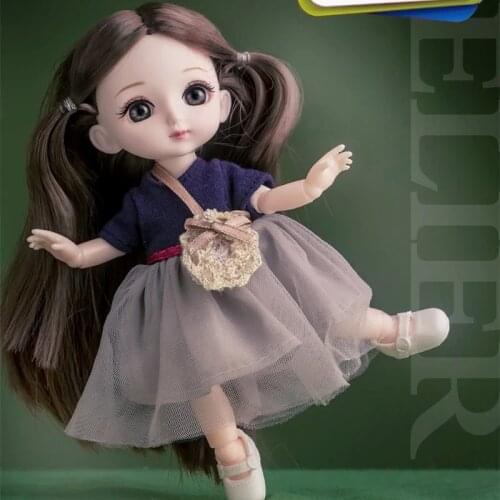 New High Quality 1/12 13 Moveable Jointed 16cm Dolls Lovely Bjd Doll with Clothes and Shoes Dress Up Dolls Toy for Girls Gift