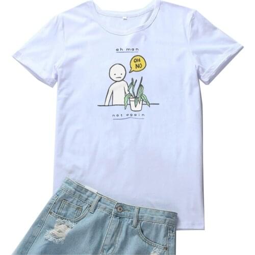 Ah Man Not Again Tee Shirt Femme Funny Harajuku Print Graphic Women T Shirts Casual Short Sleeves Women T-shirts White Tee Tops