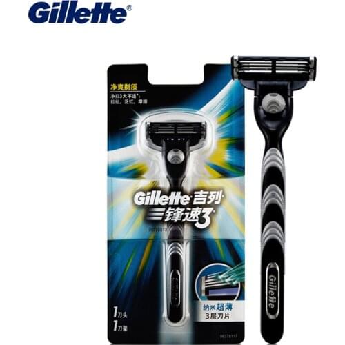 Original Razor Gillette Mach 3 Safety Razor Shaving Razor Blades Three Edages Beard Manual Shave Shaver 1 Razor Holder 1 Blade