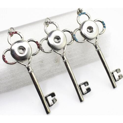 Necklace pendant 6pcs/lot Mix color Keys snap pendants charms Diy snaps jewelry necklace pendant for 18mm Snap Buttons