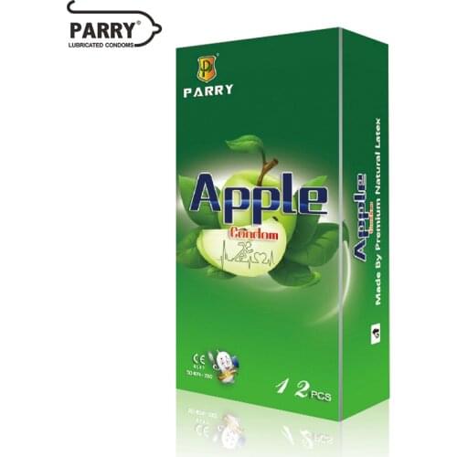 PARRY CONDOMS 12PCS Condom Super Lubricating Belt Apple Fruit Fragrance Skin-Friendly Condom Male Large Oil Volume