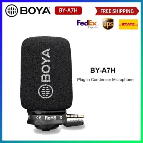 BOYA A7H 3.5mm Wired Condenser Microphone for Youtube Video Vlog Recording Mini Game Studio Singing Mic For Smartphone PC Laptop