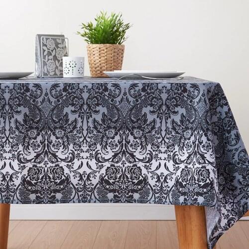 1-Piece Damascus pattern Thick Water Resistance Tablecloth For Dining Table Cloth Rectangle Table Cover For Tea Table